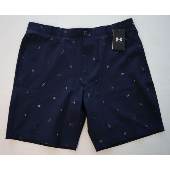 Under Armour 1377303 410 Men's Sz 38 Navy Blue UA Storm Golf Printed Shorts - Picture 1 of 10